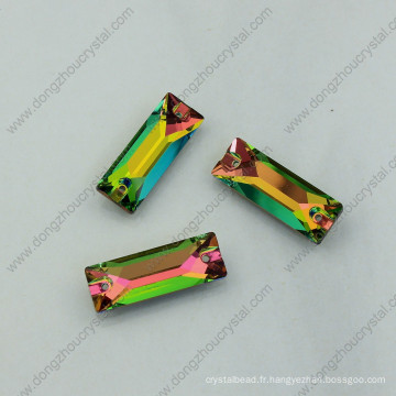 Rainbow Color Coudre sur des pierres Strass Beads avec deux trous